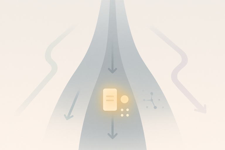 Abstract illustration showing how default settings guide user behavior online.